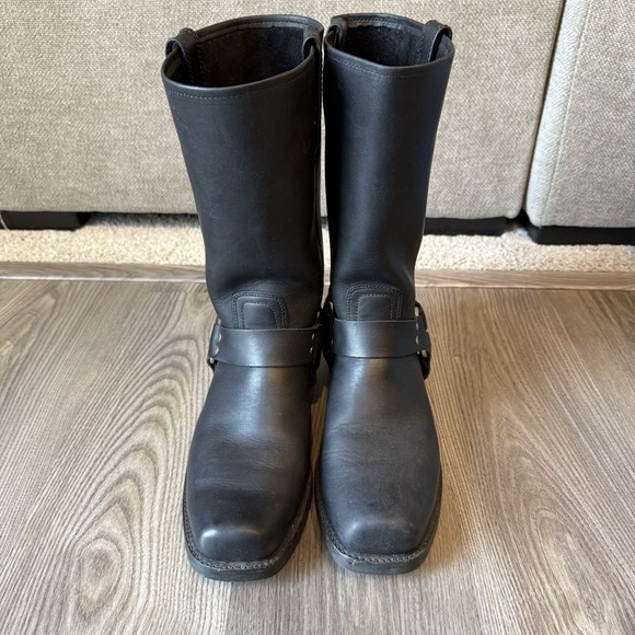 VTG FRYE Harness 12R Boots Mens 12 M Black Leather Motorcycle Buckle Biker USA main image 4
